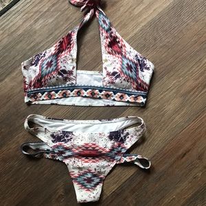 Aztec native print bikini halter swimsuit